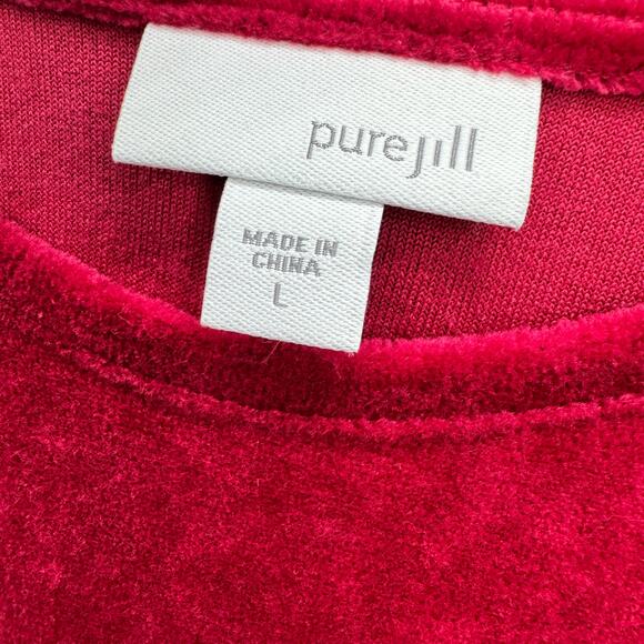 J Jill Velvet Dress Womens Large Red Pure Jill Pullover Tunic + Pockets Comfy - Picture 3 of 9